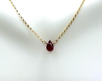 Rhodolite Garnet Necklace: Goldfilled Teardrop Pendant, January Birthstone