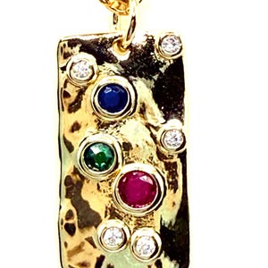 Goldfilled CZ Pendant Necklace: Colorful Gemstone Chain, 18 Inch