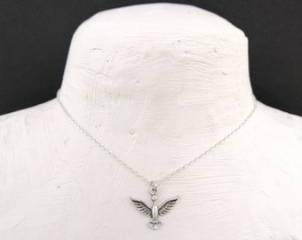 Erkenci Kus 2 NECKLACE SET Can Yaman Silver Brass Wing Bird Albatros Pendant Charm Ethnic Black Lava Necklace Turkish Dizi Made in France