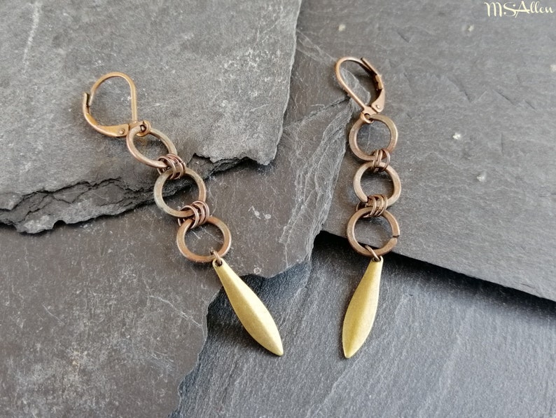 Erkenci Kus Sanem Copper Brass Hoop Spike Drop Statement Boho Ethnic Tribal Earrings Turkish Dizi Dangle Earrings Made In France
