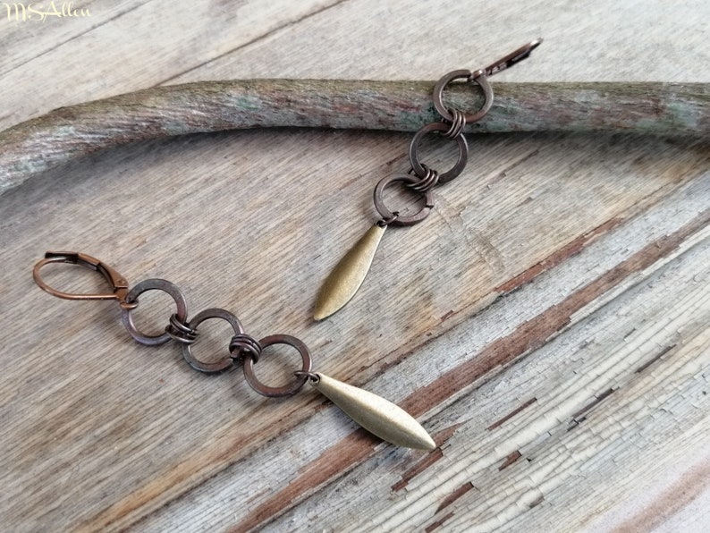 Erkenci Kus Sanem Copper Brass Hoop Spike Drop Statement Boho Ethnic Tribal Earrings Turkish Dizi Dangle Earrings Made In France