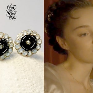 Bridgerton INSPIRED Earrings Daphne Vintage Silver Swarovski Pearl Rose Stud Flower Bride Wedding Prom / Netflix TV Series / Made In France