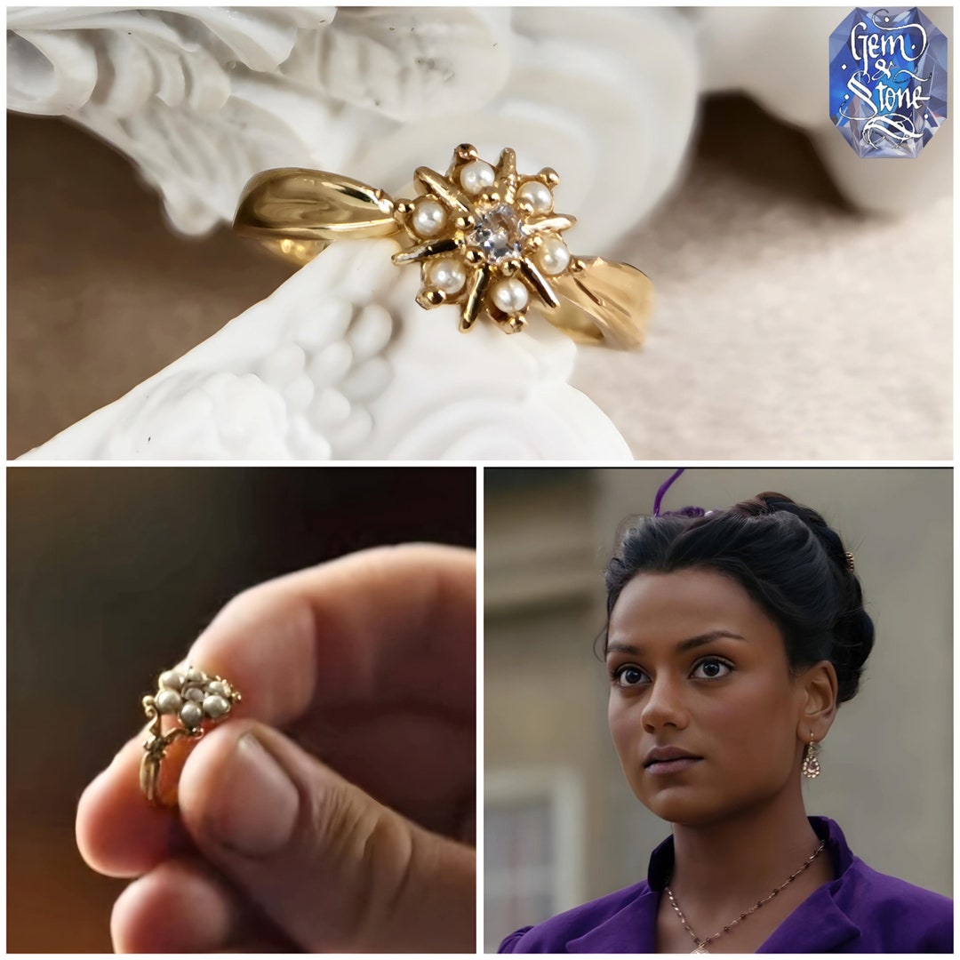 Bridgerton INSPIRED Kate Engagement Ring Vintage Gold Plated Crystal