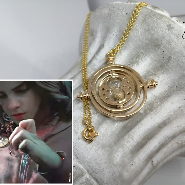 Harry Potter INSPIRED  Hermione Granger Gryffindor Hogwarts Gold Plated Time Turner Pendant Cosplay Necklace // Made In France