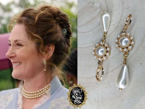 Buy Bridgerton INSPIRED Earrings Daphne Vintage Gold Flower Pearl Crystal  Statement Bride Wedding Prom // Netflix TV Series // Made in France Online  in India - Etsy