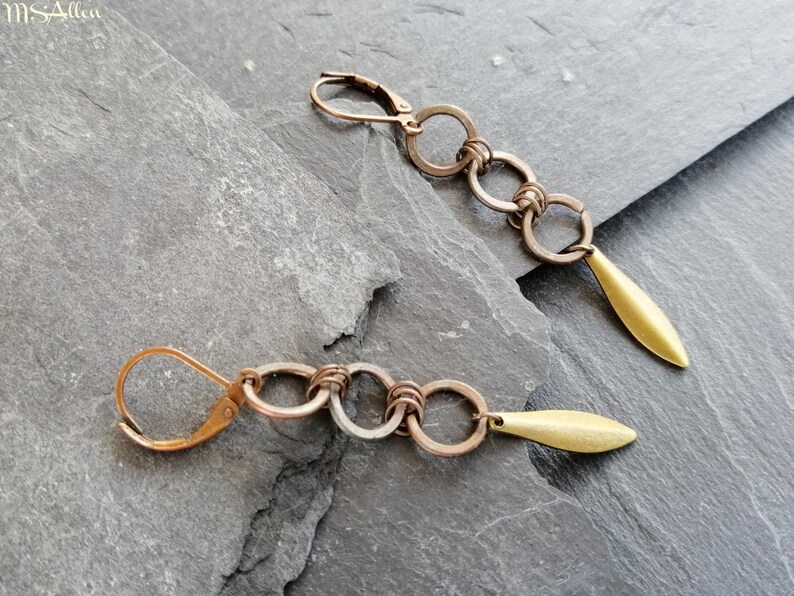 Erkenci Kus Sanem Copper Brass Hoop Spike Drop Statement Boho Ethnic Tribal Earrings Turkish Dizi Dangle Earrings Made In France