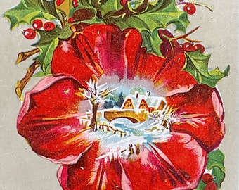 Vintage Happy New Year embossed Postcard Printed in Saxony No 644