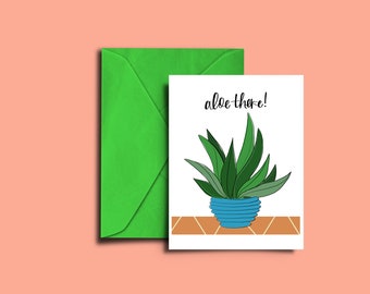 Aloe There | Plant Greeting Card | Hand Lettered Card | Hello There