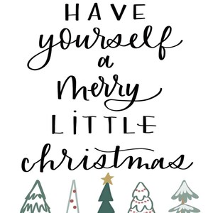 Merry Little Christmas hand lettered calligraphy print calligraphy wall art home decor Christmas print image 2