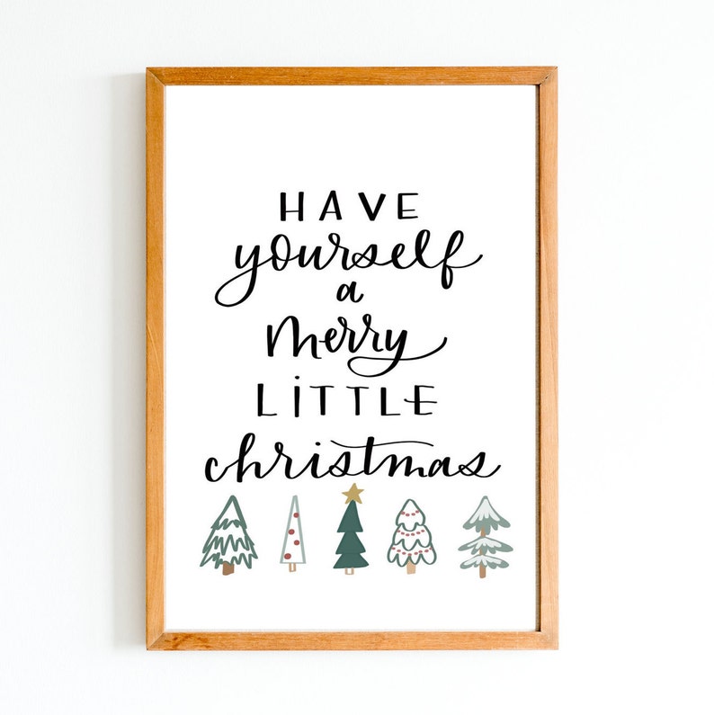 Merry Little Christmas hand lettered calligraphy print calligraphy wall art home decor Christmas print image 1