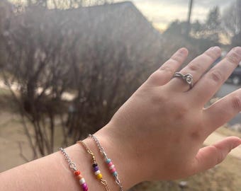 Beaded Gay Pride Bracelet | Minimalist Seed Bead Pride Bracelet | Pride Flag Bracelet | Lesbian Bracelet | Bisexual Bracelet | LGBTQ Jewelry