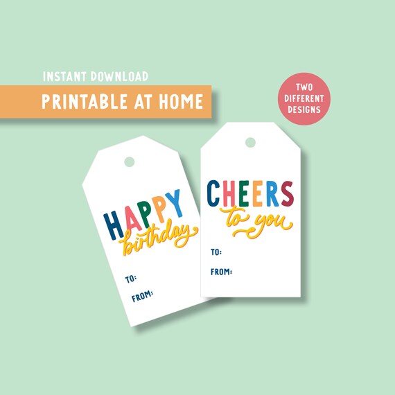 Happy Birthday Party Gift Tags Printable Gift Tags Cheers to - Etsy