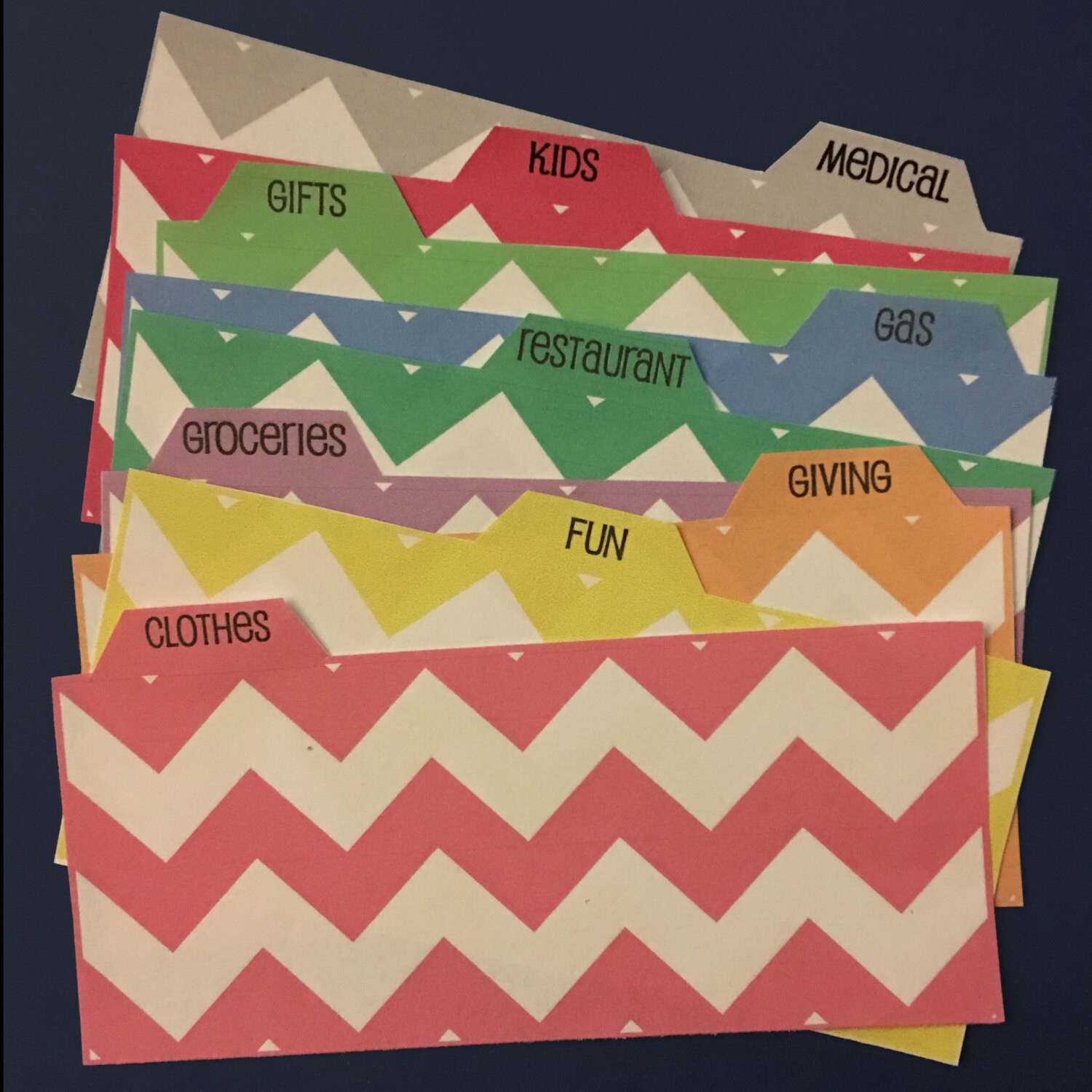 Wallet Dividers Chevron Print, Set of 9, Prelabeled Etsy