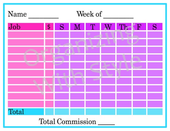 Kids Commission Chart