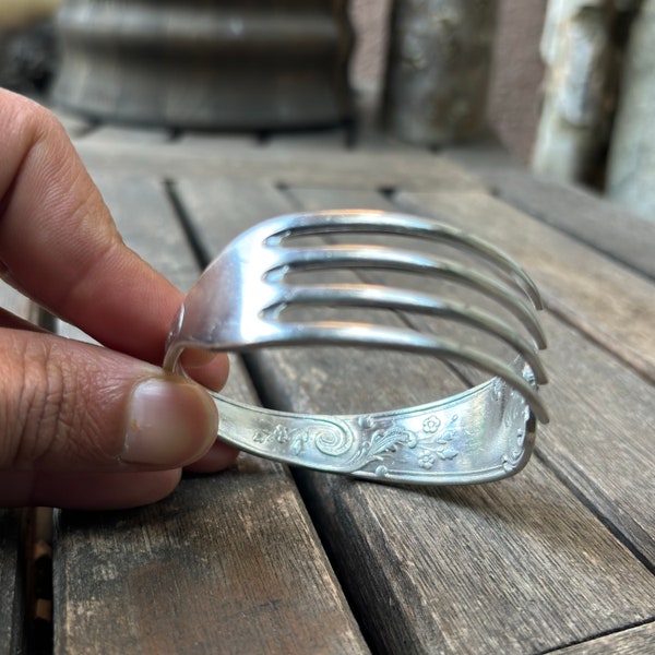 Bracelet made with antique silver plated fork. Vintage bracelet