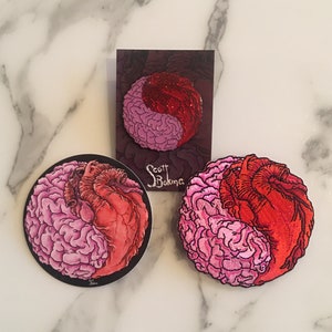 Duality: Love and Thoughts - glitter enamel pin, iron on patch, and vinyl sticker combo