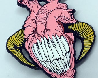 Demon Heart - 2 inches tall enamel pin