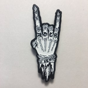 Rock On glow in the dark soft enamel pin, 2.25 inches image 2