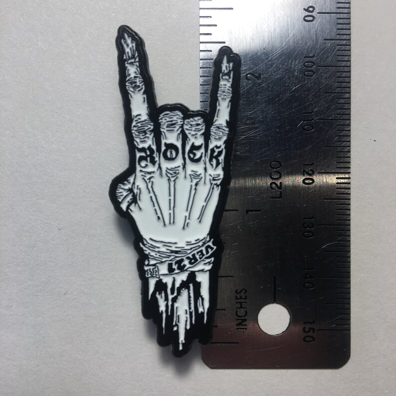 Rock On glow in the dark soft enamel pin, 2.25 inches image 6