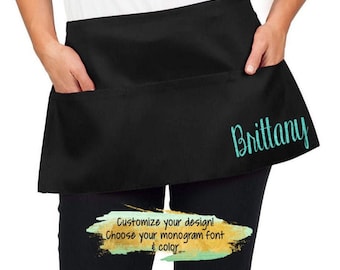 Monogram Apron-Personalized Apron-Server Apron-Teacher Apron-Cosmetology Apron-Makeup Apron-Teacher Gifts-Custom Apron