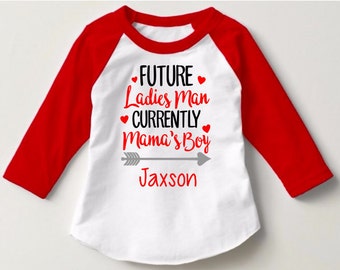 Boys Valentine Shirt-Ladies Man Shirt-Mama's Boy Shirt-Monogram Valentine Shirt-Valentine's Day Shirt for Kids-Boy Shirt for Valentine's Day