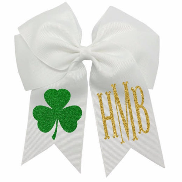 St. Patrick's Day Hair Bow-Monogram St. Patrick's Day Hair Bow-Shamrock Hair Bow-Personalized St. Patrick's Hair Bow-Girls Monogram Hair Bow
