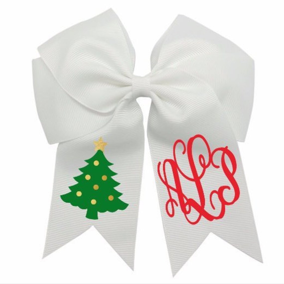 Girls Christmas Hair Bowchristmas Tree Hair Bowmonogram Etsy