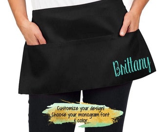 Custom Apron-Monogram Apron-Personalized Apron-Server Apron-Cosmetology Apron-Makeup Apron-Teacher Apron-Teacher Gifts-Monogram Server Apron
