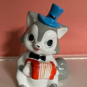 Vintage piggy bank "fox with accordion" made of ceramic