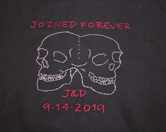 Wedding "Joined Forever" Hand Embroidery Pattern, instant download, Unique Gothic Wedding or Shower Gift