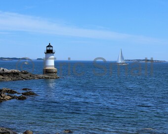 Winter Island Lighthouse, Seaside Photography, Digital Download