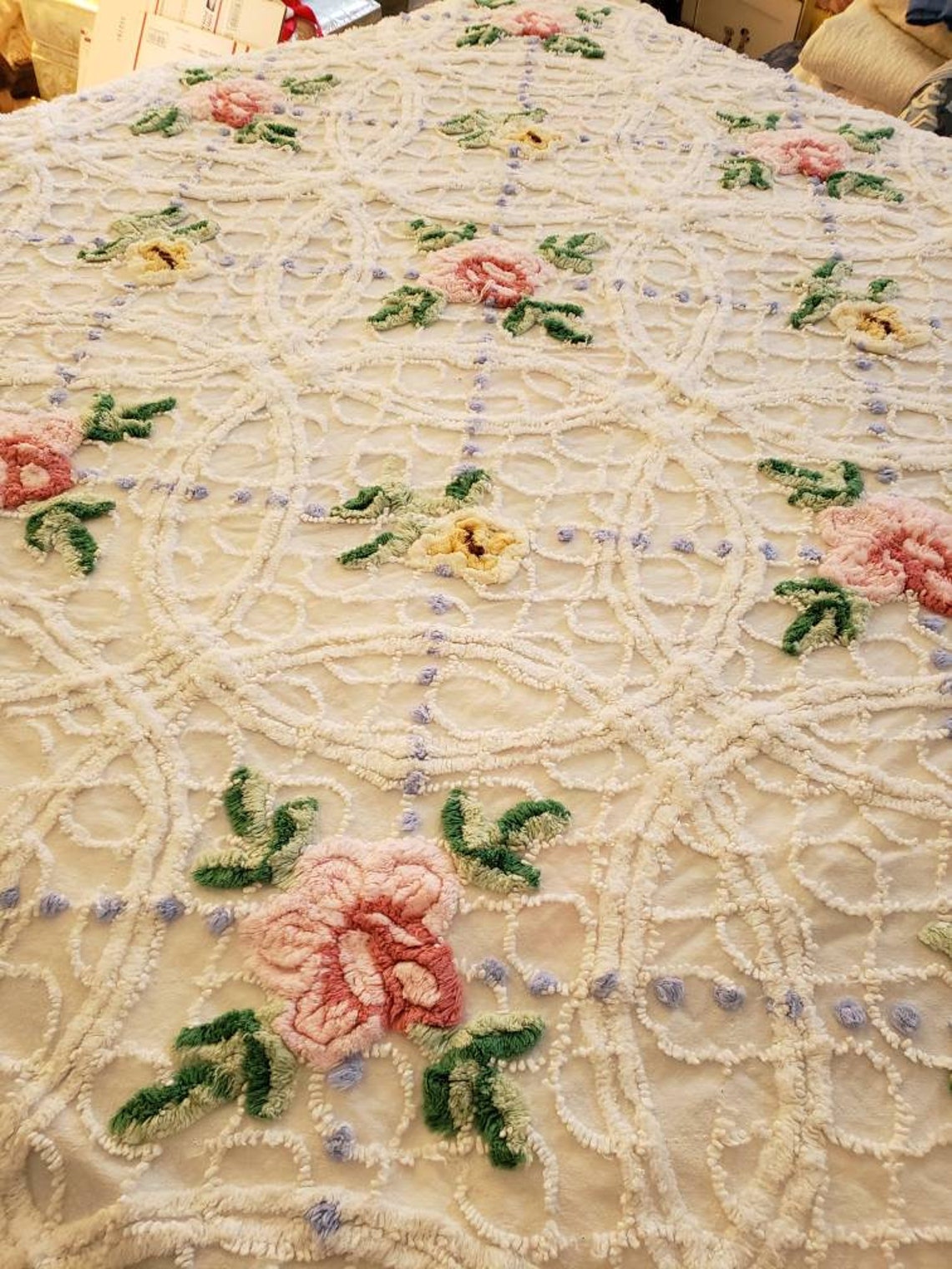 Beautiful Vintage Cabin Craft Needle Tuffed Chenille Bedspread Etsy