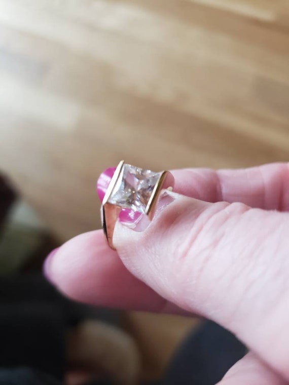 14kt  Diamonique princess cut ring - image 2