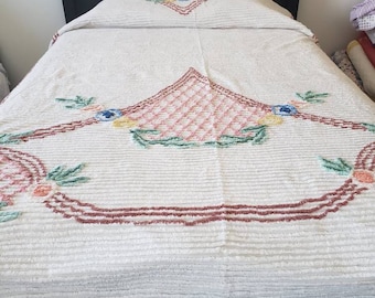 White vintage chenille bedspread