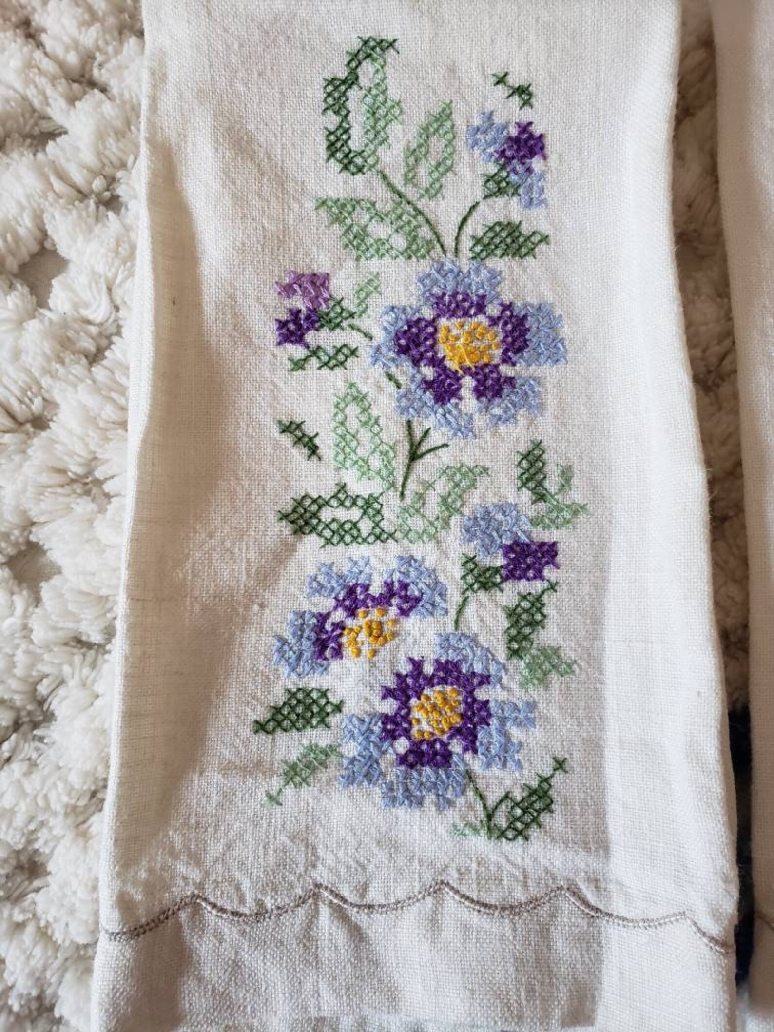 Pair of Vintage Hand Embroidered Tea Towels Etsy