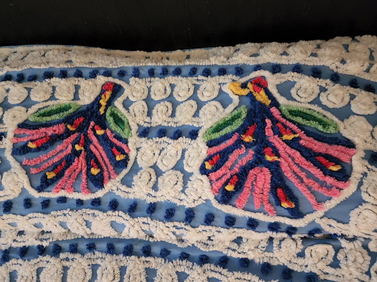 Vintage Double Peacock Chenille Bedspread Etsy