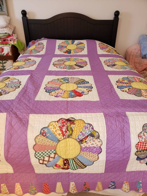 USA vintage】feed sack アンティークキルト ドレスデン