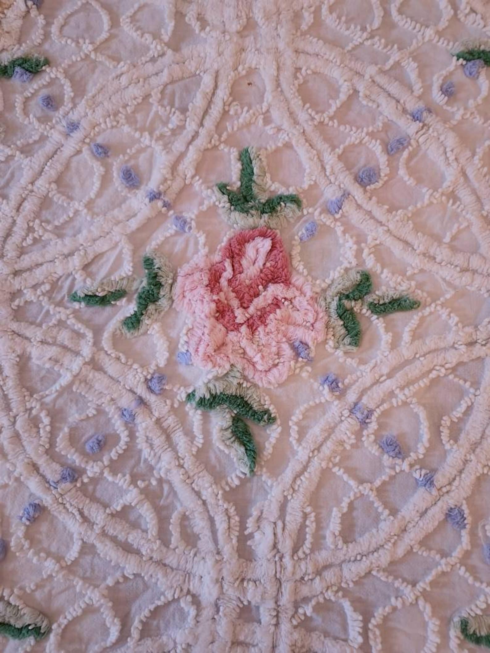 Vintage Cabin Craft Needle Tuffed Chenille Bedspread Etsy