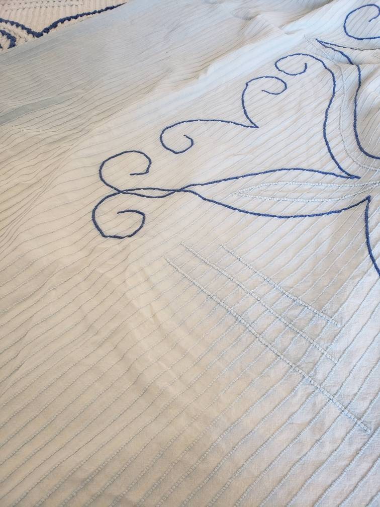 Blue Vintage Chenille Bedspread Etsy