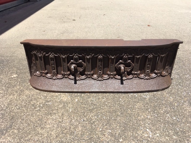 Vintage Cast Iron Fireplace Fender Ventable With Two Knobs Etsy