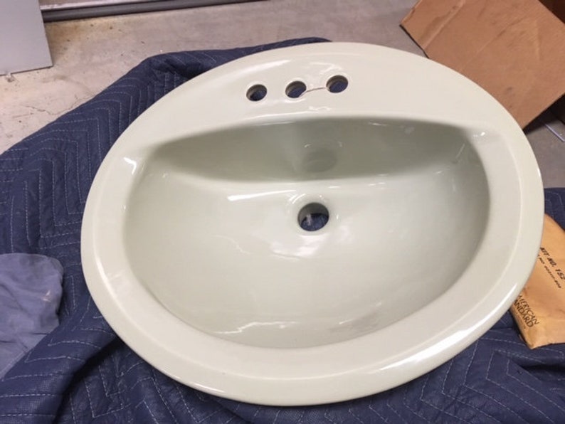 Vintage American Standard Mid Century Bathroom Sink Bayberry Avocado Nos