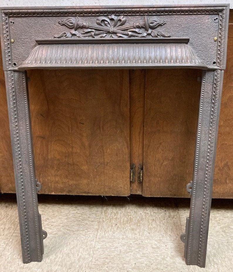 Vintage Cast Iron Fireplace Surround Ribbonbow and Torch Etsy