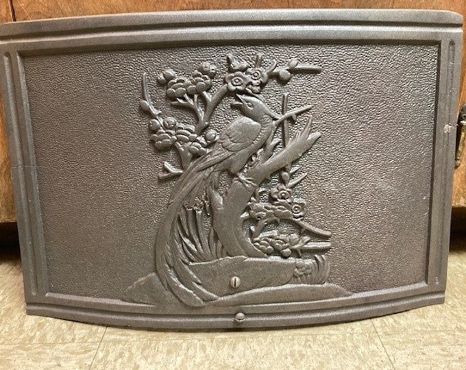 Vintage Cast Iron Fireplace Cover Birds of Paradise Motif VERY High