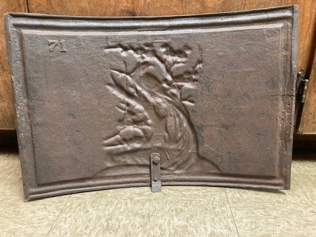 Vintage Cast Iron Fireplace Cover Birds of Paradise Motif VERY High