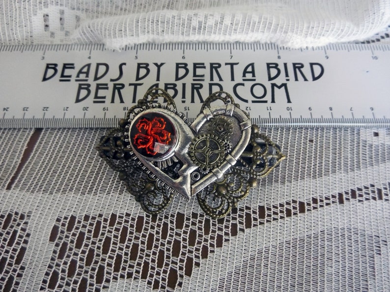Steampunk Heart hair clip OOAK