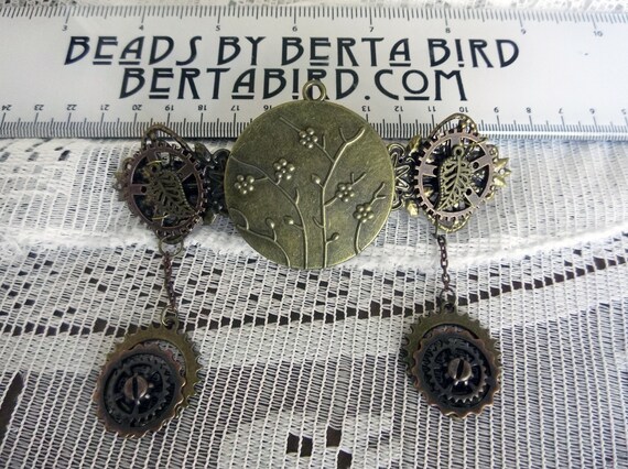 Steampunk Heart hair clip OOAK