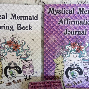 Mystical Mermaid Affirmation Card Deck, Coloring Book, and Affirmation Journal Gift Set image 2