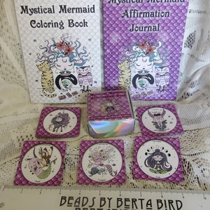 Mystical Mermaid Affirmation Card Deck, Coloring Book, and Affirmation Journal Gift Set image 3