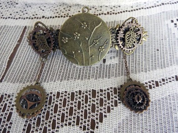 Steampunk Heart hair clip OOAK