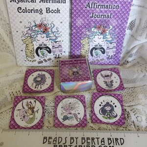 Mystical Mermaid Affirmation Card Deck, Coloring Book, and Affirmation Journal Gift Set image 4